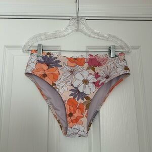 Cupshe Floral High Waist Bikini Bottoms in Orange, White, Purple, Pink